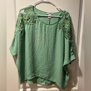 Katia 2X Mint Crochet embroidered Blouse